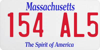 MA license plate 154AL5