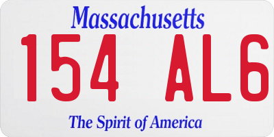 MA license plate 154AL6