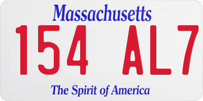 MA license plate 154AL7