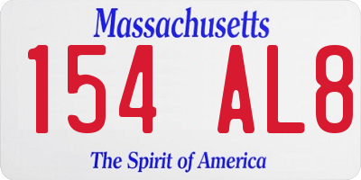 MA license plate 154AL8