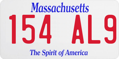 MA license plate 154AL9