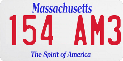 MA license plate 154AM3