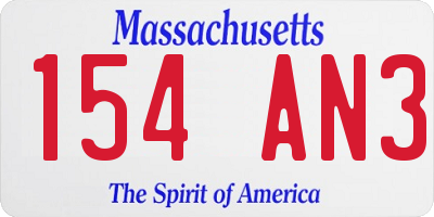 MA license plate 154AN3
