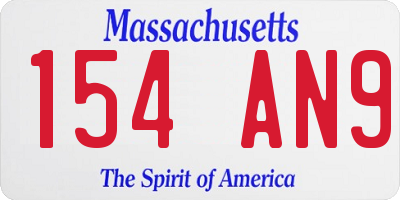 MA license plate 154AN9