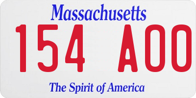 MA license plate 154AO0