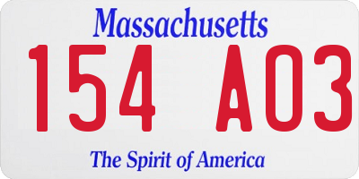 MA license plate 154AO3
