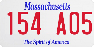 MA license plate 154AO5