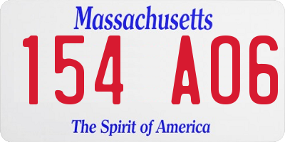 MA license plate 154AO6