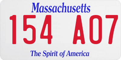 MA license plate 154AO7