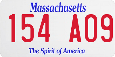 MA license plate 154AO9