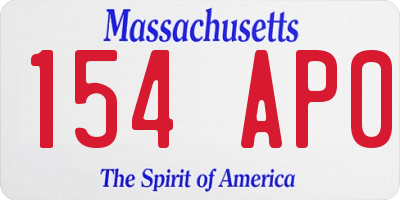 MA license plate 154AP0