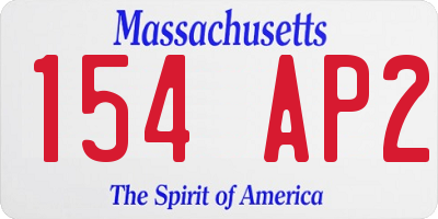 MA license plate 154AP2