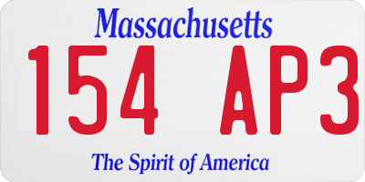 MA license plate 154AP3