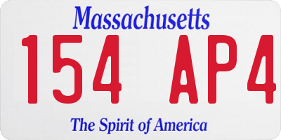 MA license plate 154AP4