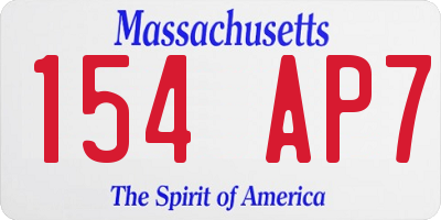 MA license plate 154AP7