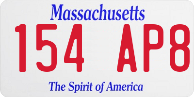 MA license plate 154AP8