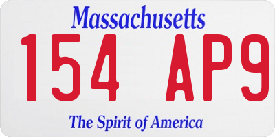 MA license plate 154AP9