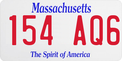 MA license plate 154AQ6