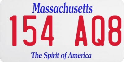 MA license plate 154AQ8