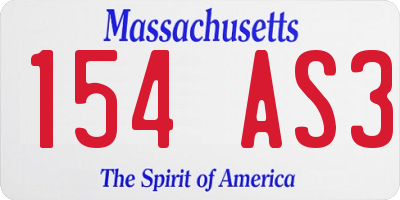 MA license plate 154AS3