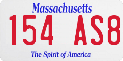 MA license plate 154AS8