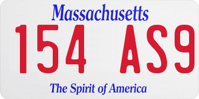 MA license plate 154AS9