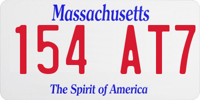 MA license plate 154AT7