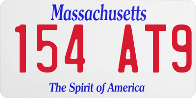 MA license plate 154AT9