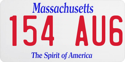 MA license plate 154AU6
