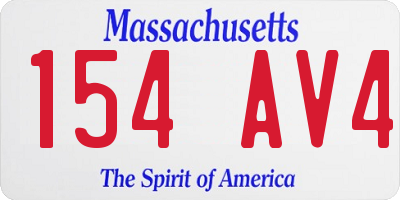 MA license plate 154AV4