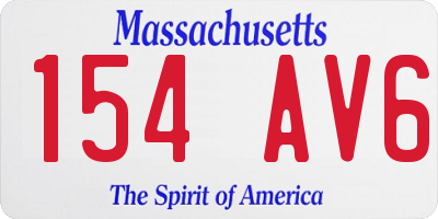 MA license plate 154AV6