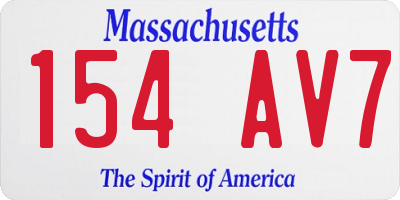 MA license plate 154AV7
