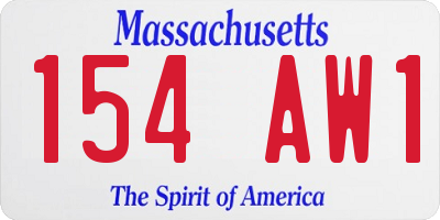 MA license plate 154AW1