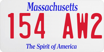 MA license plate 154AW2