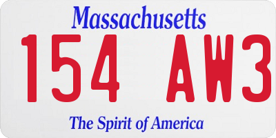 MA license plate 154AW3
