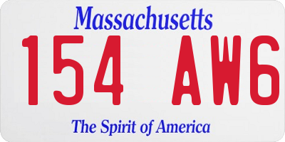 MA license plate 154AW6