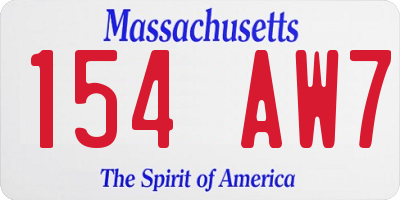 MA license plate 154AW7