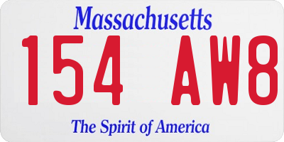 MA license plate 154AW8