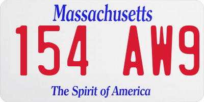 MA license plate 154AW9