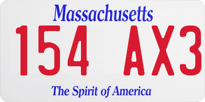 MA license plate 154AX3