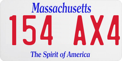 MA license plate 154AX4