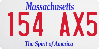 MA license plate 154AX5