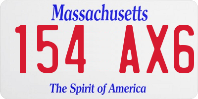 MA license plate 154AX6