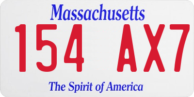 MA license plate 154AX7