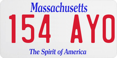 MA license plate 154AY0