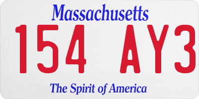 MA license plate 154AY3