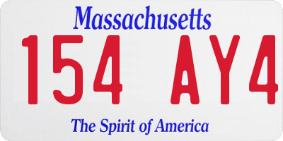 MA license plate 154AY4