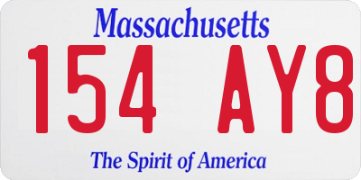 MA license plate 154AY8