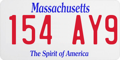 MA license plate 154AY9