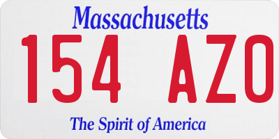 MA license plate 154AZ0